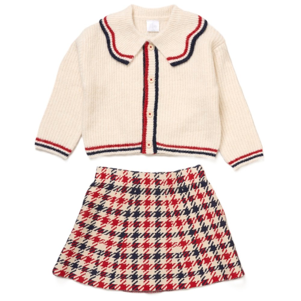 Girls Knitted Cardigan and Skirt Outfit
