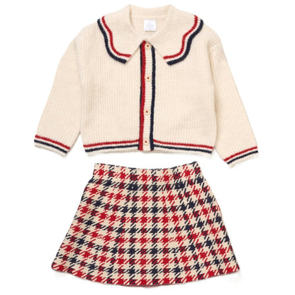 Girls Knitted Cardigan and Skirt Outfit