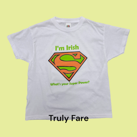 Irish super power White T