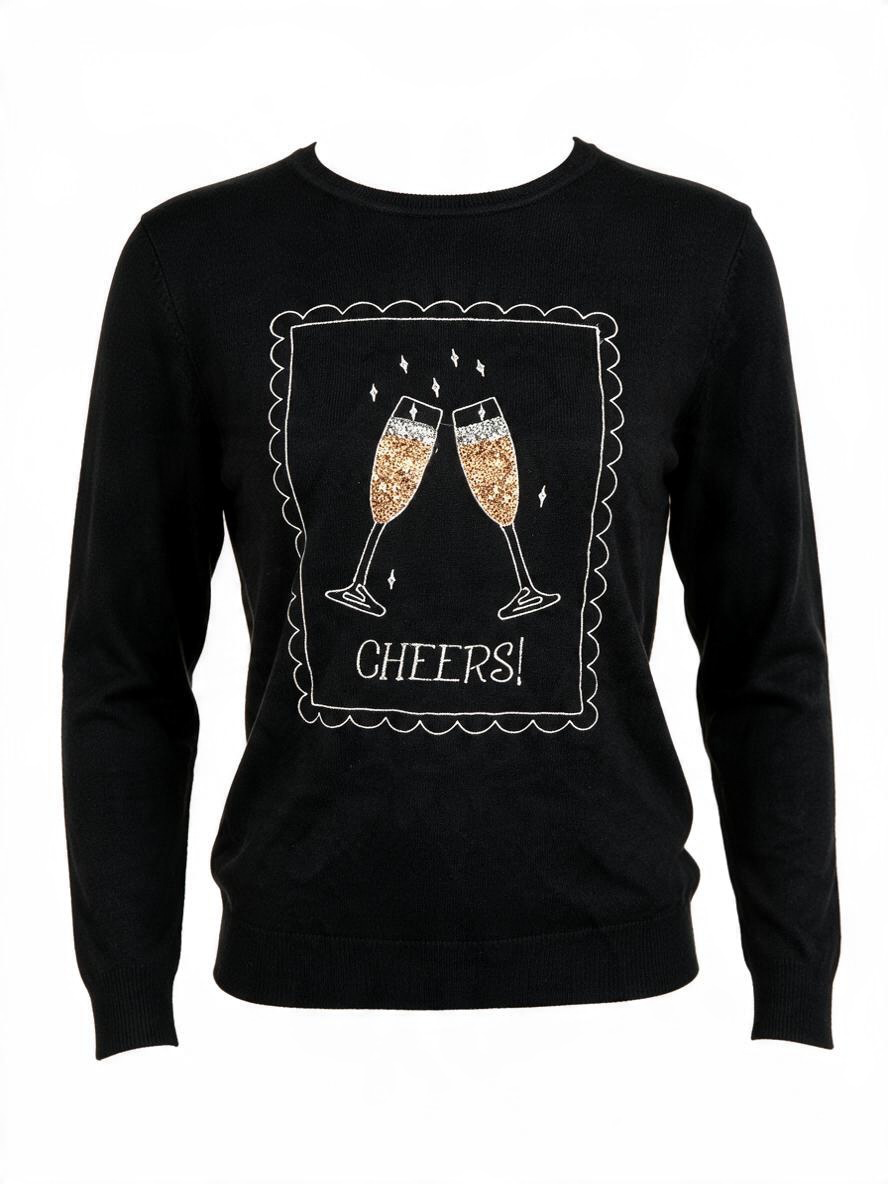 Black “Cheers” Christmas Jumper