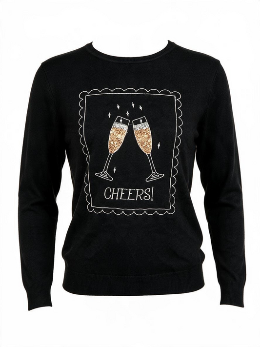 Black “Cheers” Christmas Jumper