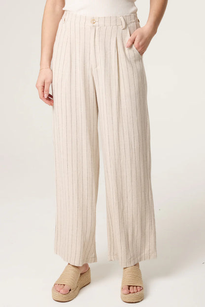 Stone Striped Linen Trousers