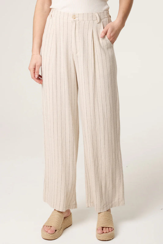 Stone Striped Linen Trousers