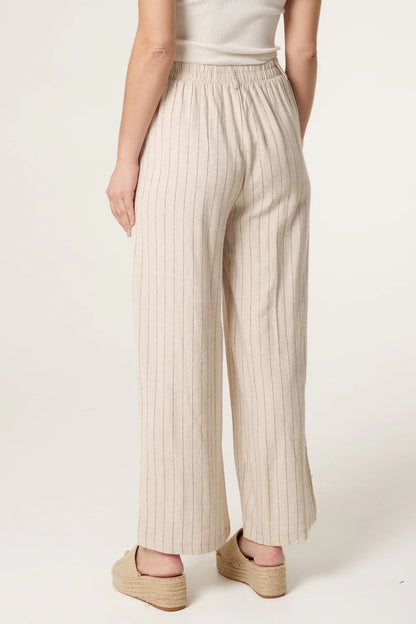 Stone Striped Linen Trousers
