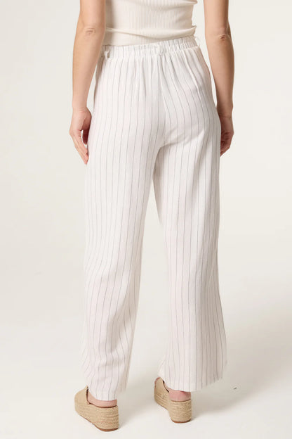 White Striped Linen Trousers