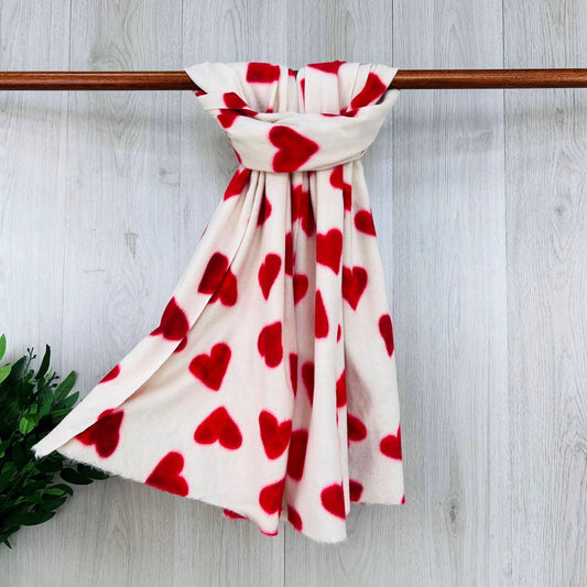 Red Supersoft Winter Scarf With Hearts