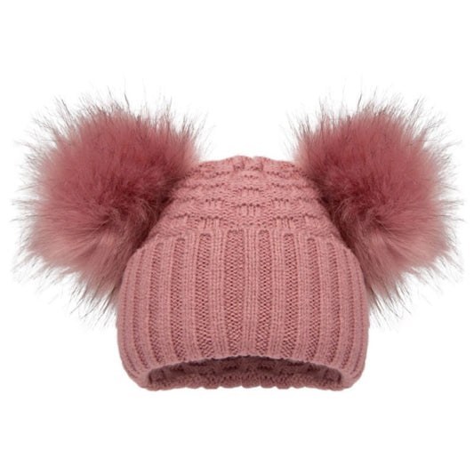 Rose Checked Hat With Pom Pom's