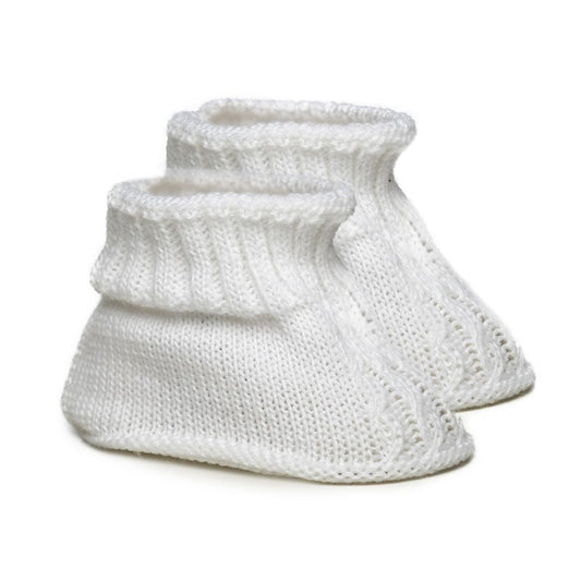 White Chain Knit Bootees