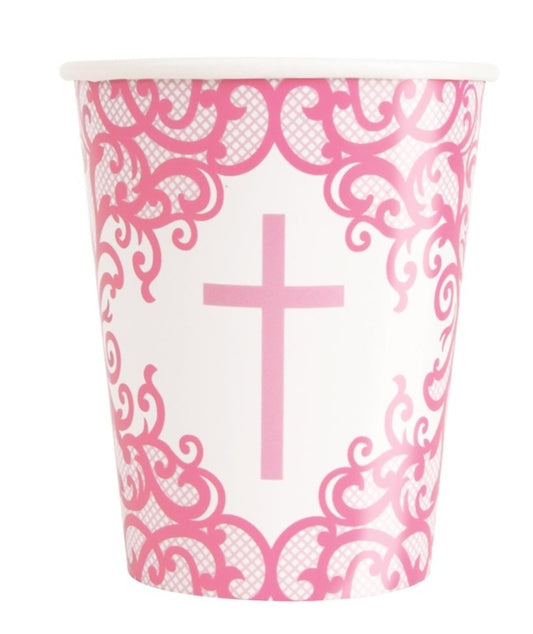 Pink cross paper cup 9oz