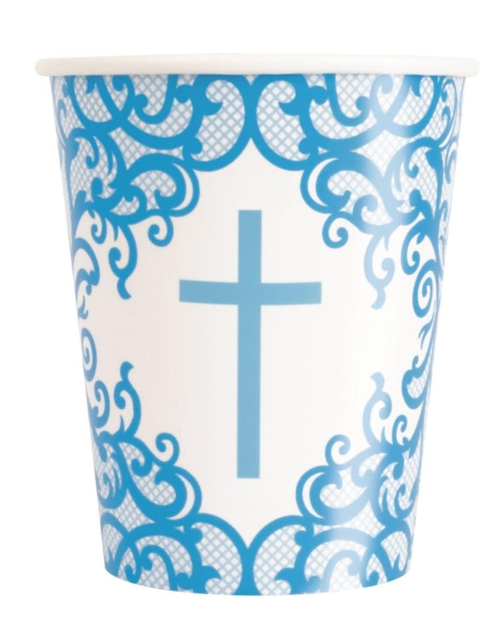 blue Cross 9oz Paper Cups × 8