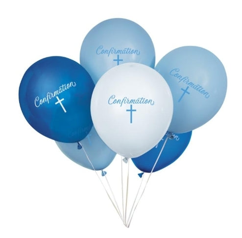 Confirmation party ballons blue boys blue and white × 8