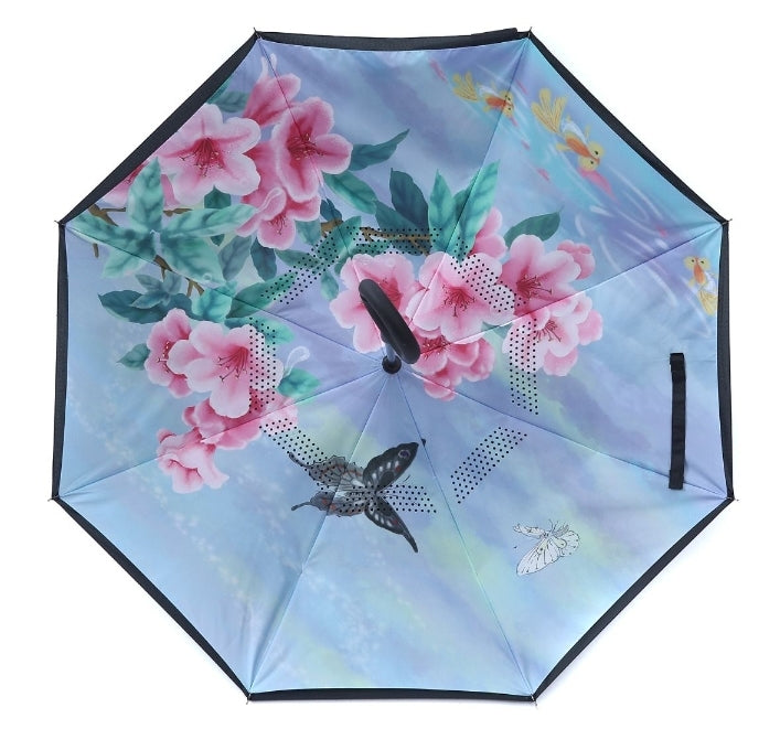 F969 Garden flowers and butterfly pattern umbrellas