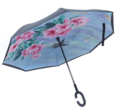 F969 Garden flowers and butterfly pattern umbrellas