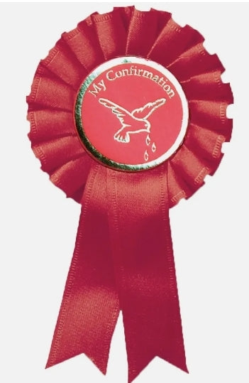Confirmation rosette with picture of dove