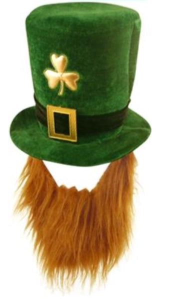 Deluxe Velvet Shamrock Hat with Beard