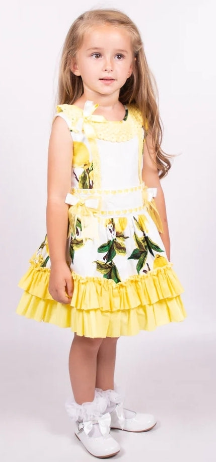 Girls lemon cotton dress