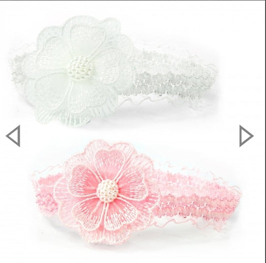 Crochet Leaf headband with  pearl