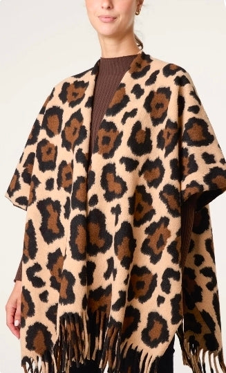 Leopard Print Cape Poncho