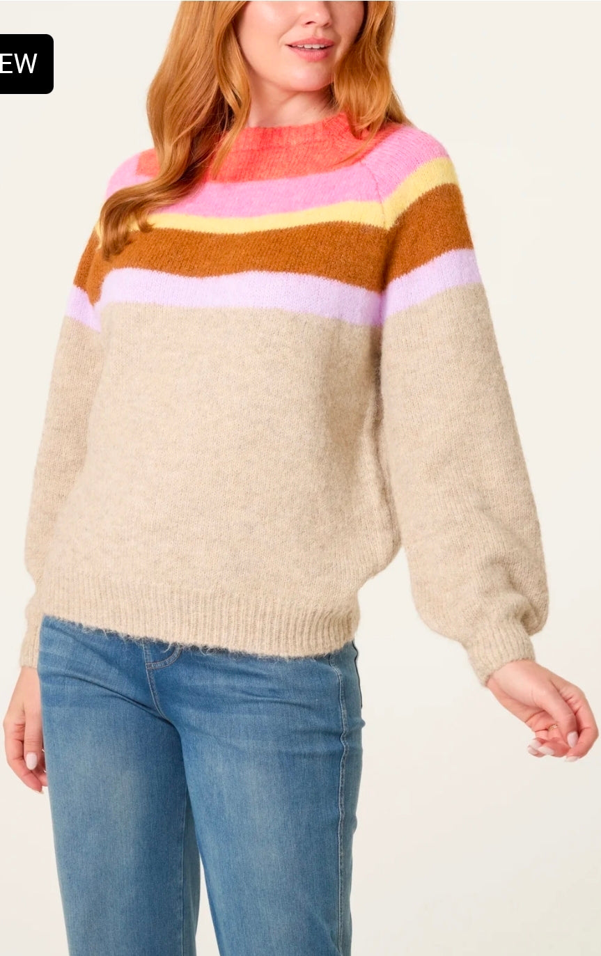 Multicolour Stripe Details Jumper