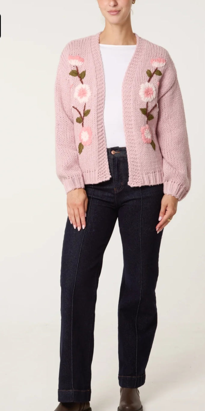 Cardigan With Floral Embroidery