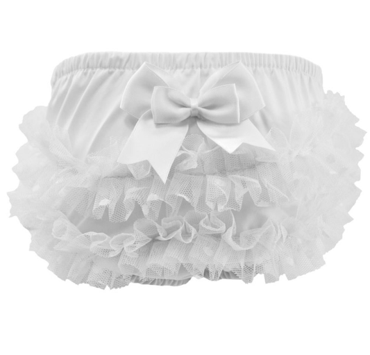 white frilly pant with dotty lace (0-18 months)