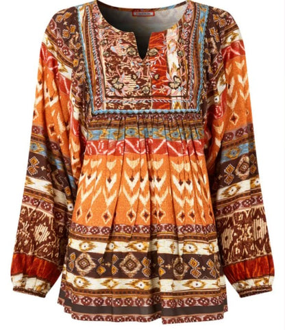 Beautiful Boho Blouse Burnt Orange