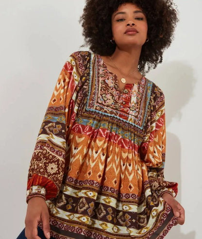 Beautiful Boho Blouse Burnt Orange