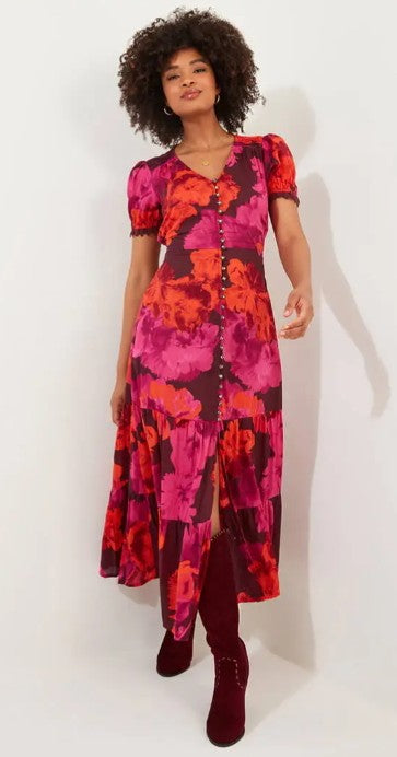 Stunning Florals Dress Pink