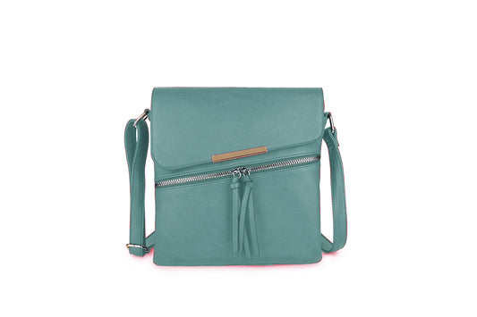 Teal Cross Over Body Bag with Tassels w326