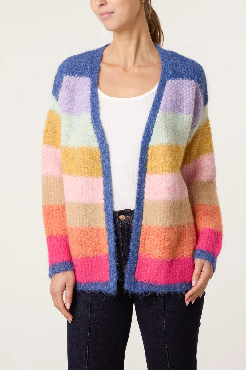 Knitted Rainbow Stripe Cardigan