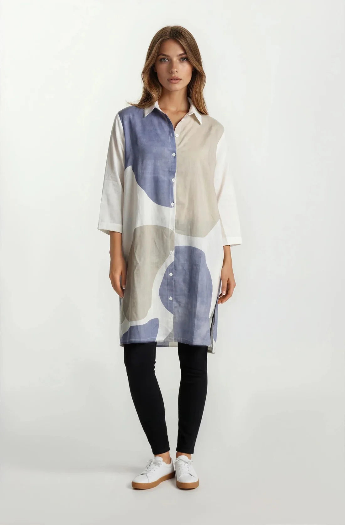 Denim Blue 3/4 Sleeve Shirt Dress