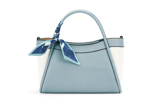 Blue/White Handbag with Scarf Handle