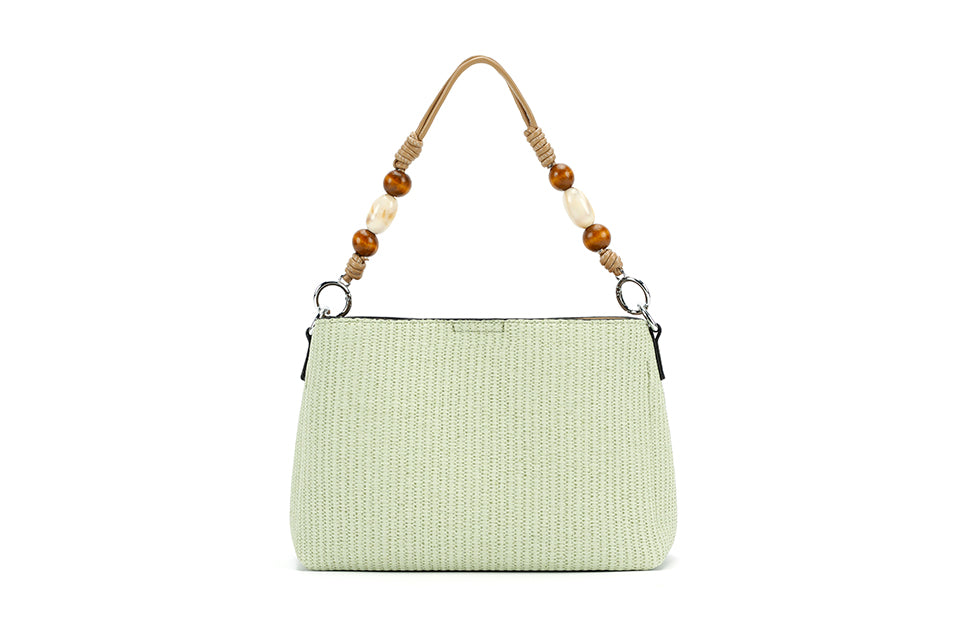 Green Handbag with Beaded Handle