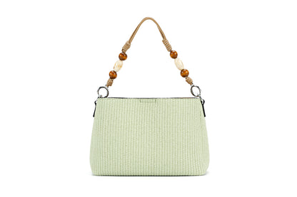 Green Handbag with Beaded Handle
