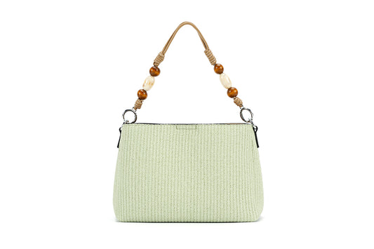 Green Handbag with Beaded Handle