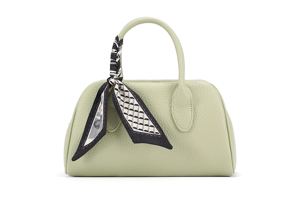 Green Handbag with Scarf Handle