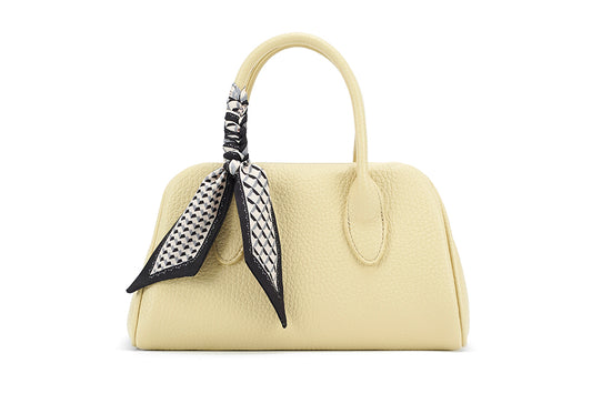 Yellow Handbag with Scarf Handle
