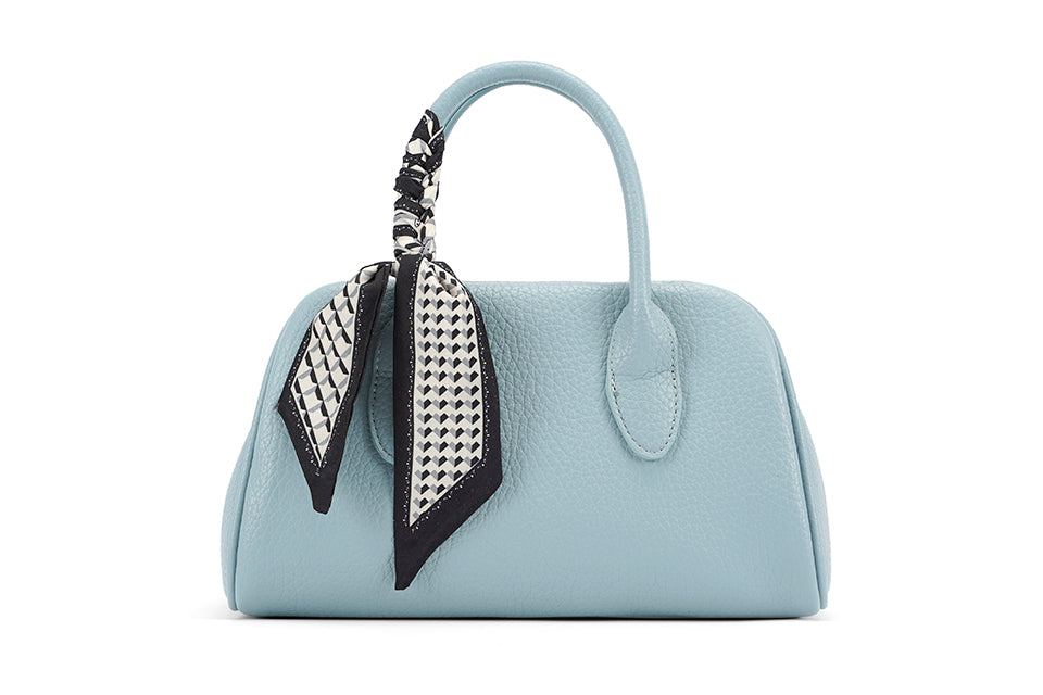 Light Blue Handbag with Scarf Handle