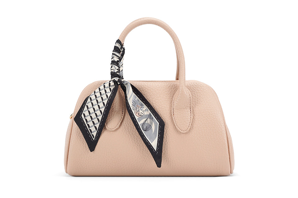 Pink Handbag with Scarf Handle
