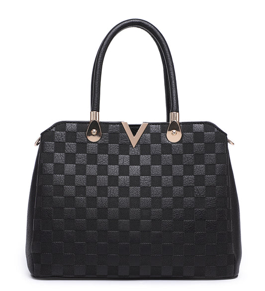 Black Chessboard Pattern Handbag z99309