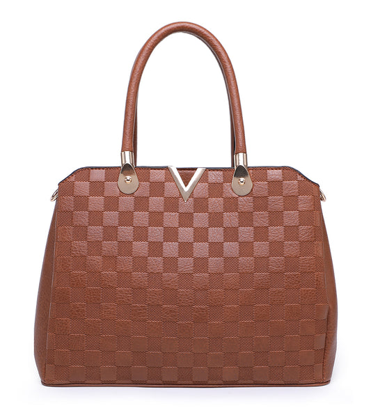 Brown Chessboard Pattern Handbag z99309