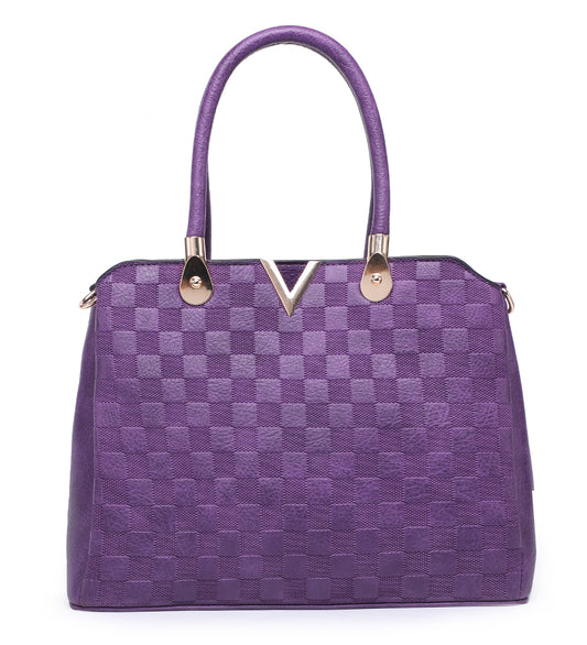 Purple Chessboard Pattern Handbag z99309