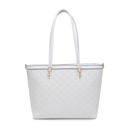 Ladies Handbag with All-Over 'M' Print in White