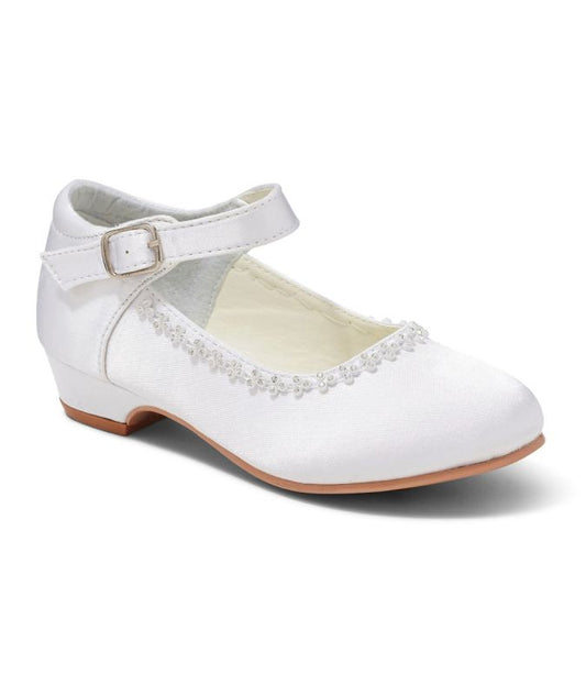Girls White Bella Communion Shoe