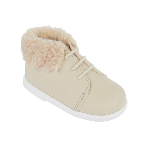 Baby Hard Soled Boot With Fur Collar