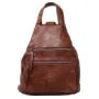 Anti theft unisex backpack with two zippers BROWN ygc234