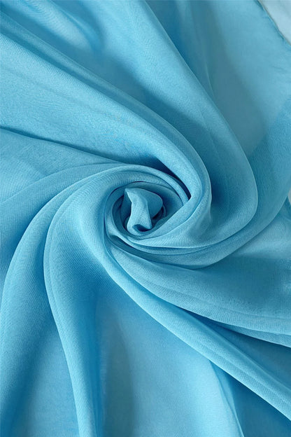 Slim Plain Chiffon Scarf in Blue