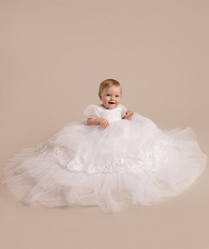 Girls White Zaya Christening Dress