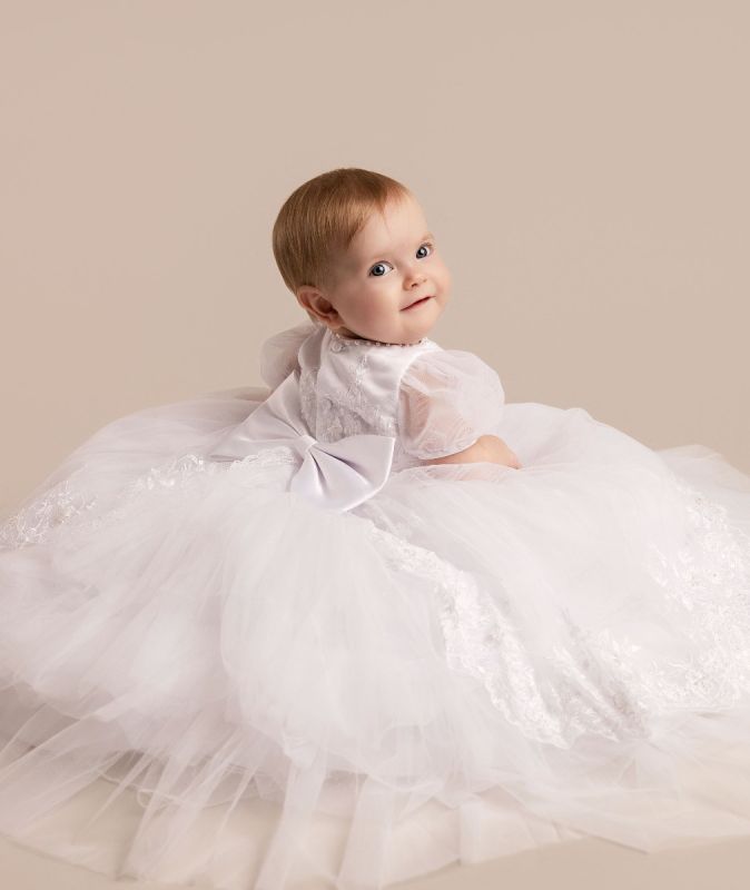 Girls White Zaya Christening Dress