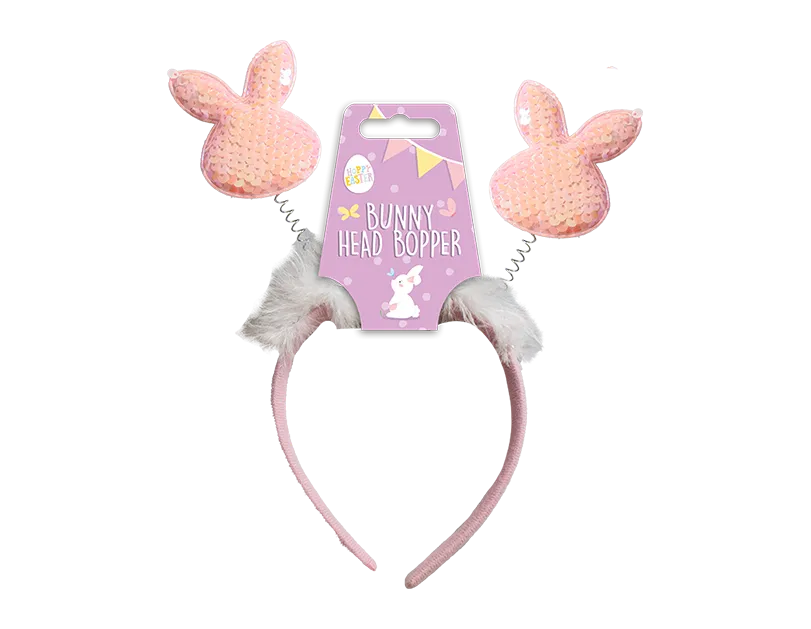 Easter Sequin Bunny Head Boppers in Pink